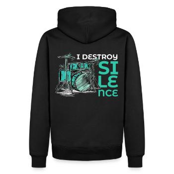 Ich zerstöre Stille Musiker -Schlagzeuger Percussi - Männer Premium Bio Hoodie - Schwarz - Hinten - Nico (187cm)