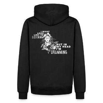 Trommeln in meinem Kopf Schlagzeug Schlagzeuger - Männer Premium Bio Hoodie - Schwarz - Hinten - Nico (187cm)