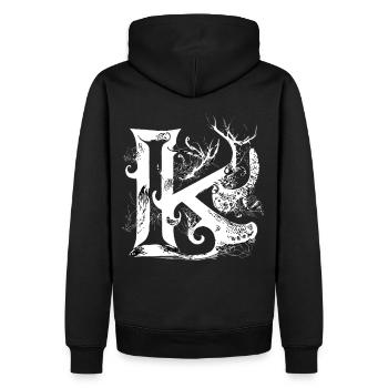 Buchstabe K Monogramm Handgezeichnete Typografie G - Männer Premium Bio Hoodie - Schwarz - Hinten - Nico (187cm)