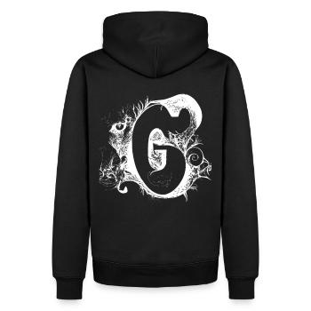 Buchstabe G Monogramm Hand gezeichnet Typografie G - Männer Premium Bio Hoodie - Schwarz - Hinten - Nico (187cm)