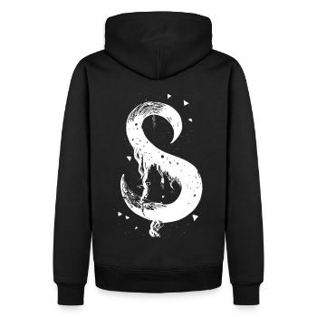 Buchstabe Monogramm Hand gezeichnete Typografie Go - Männer Premium Bio Hoodie - Schwarz - Hinten - Nico (187cm)