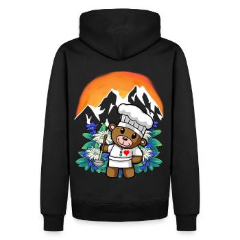Autriche Cuisine gastronomique Chef amateur Chef nounours - Sweat à capuche Premium bio Homme - noir - Dos - Nico (187cm)