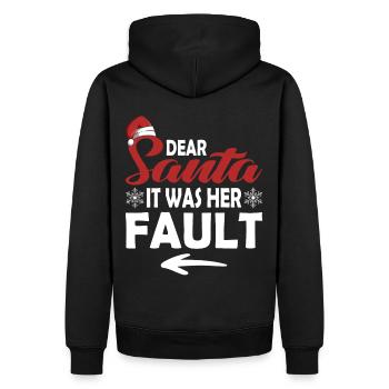 Dear Santa Claus, it was her fault - Men’s Premium Organic Hoodie - black - Back - Nico (187cm)