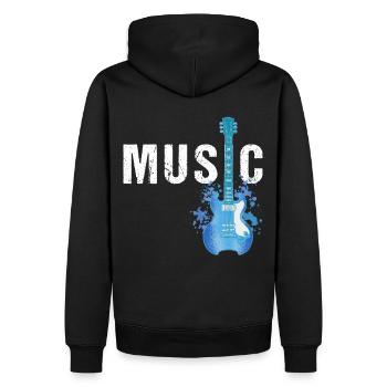 Musikgitarre akustische Elektrikgitarrist Aquarell - Männer Premium Bio Hoodie - Schwarz - Hinten - Nico (187cm)