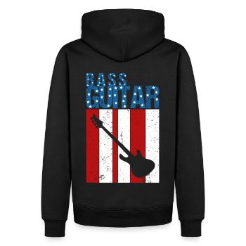 Amerikanische Flaggen -Bassgitarre patriotische Mu - Männer Premium Bio Hoodie - Schwarz - Hinten - Nico (187cm)