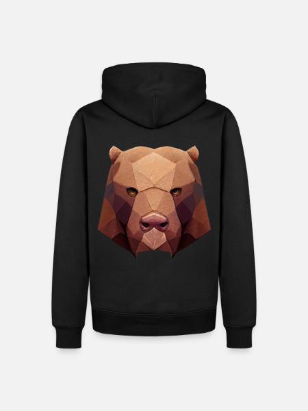 Polygonbärenkopf niedrige Polybären - Männer Premium Bio Hoodie - Schwarz