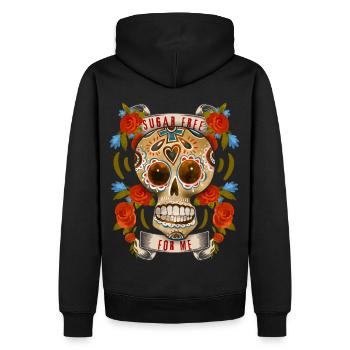 Sugar-Skull, drôle de crâne de sucre Sans sucre - Sweat à capuche Premium bio Homme - noir - Dos - Nico (187cm)