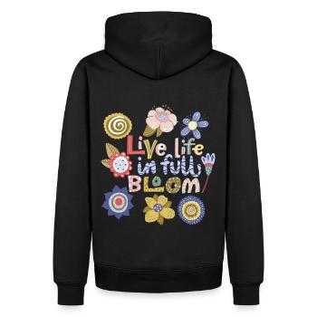 Kawaii-Blumen, Kawaii-Spruch, Typografie-Spruch - Männer Premium Bio Hoodie - Schwarz - Hinten - Nico (187cm)