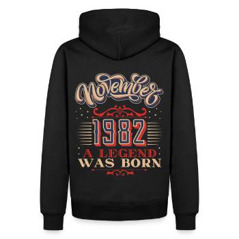Année de naissance-1982, anniversaire, novembre-1982, 11-1982 - Sweat à capuche Premium bio Homme - noir - Dos - Nico (187cm)