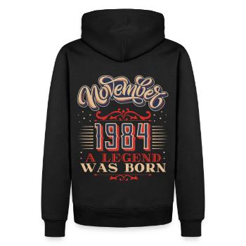 Geboren-1984, Geburtstag, November-1984, 11-1984 - Männer Premium Bio Hoodie - Schwarz - Hinten - Nico (187cm)
