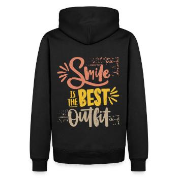 Smile-Lächeln, Motivation, Typografie Spruch - Männer Premium Bio Hoodie - Schwarz - Hinten - Nico (187cm)