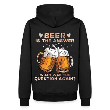 Buveur de bière drôle de bière disant que la bière est la réponse - Sweat à capuche Premium bio Homme - noir - Dos - Nico (187cm)