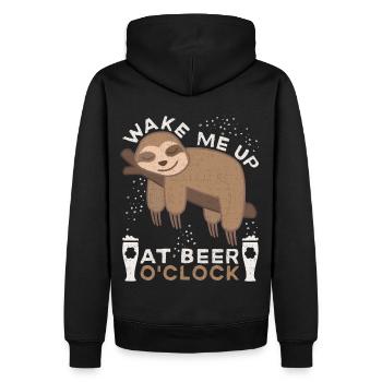 Faultier, lustiger Bier Spruch, Biertrinker Sloth - Männer Premium Bio Hoodie - Schwarz - Hinten - Nico (187cm)