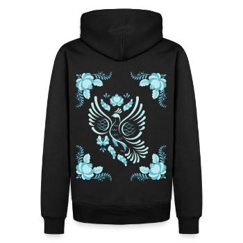 Volkskunst Friedenstaube, Gzhel Art, Gzhel-Kunst - Männer Premium Bio Hoodie - Schwarz - Hinten - Nico (187cm)