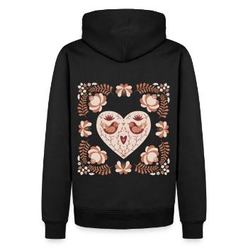 Volkskunst Herz und Vogel, Gzhel Art, Gzhel-Kunst - Männer Premium Bio Hoodie - Schwarz - Hinten - Nico (187cm)