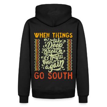 Motivation, inspiration, typographie, drôle - Sweat à capuche Premium bio Homme - noir - Dos - Nico (187cm)