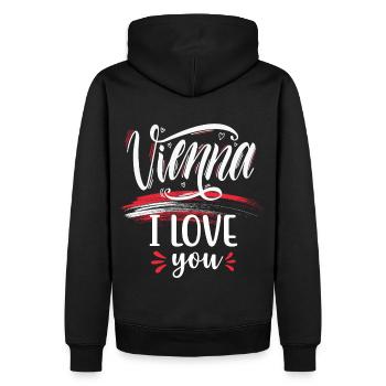 Wien, Vienne, Autriche Love-Vienne - Sweat à capuche Premium bio Homme - noir - Dos - Nico (187cm)