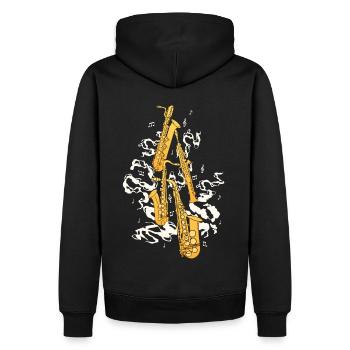 Saxophonspieler Jazzmusiker Saxophonist - Männer Premium Bio Hoodie - Schwarz - Hinten - Nico (187cm)