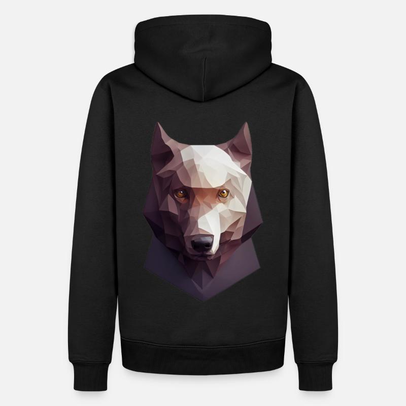 Polygon Wolfkopf niedrige Poly Wölfe - Männer Premium Bio Hoodie - Schwarz
