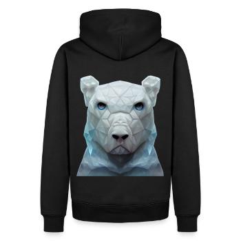 Geometrischer Eisbärenkopf Polygon niedrig Polybär - Männer Premium Bio Hoodie - Schwarz - Hinten - Nico (187cm)
