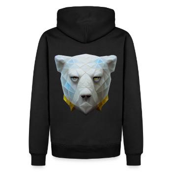 Polygon -Eisbärkopf niedrig Poly - Männer Premium Bio Hoodie - Schwarz - Hinten - Nico (187cm)