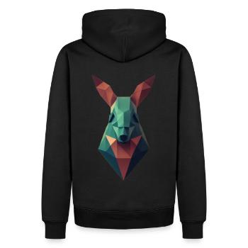 Geometrisches Känguroo -Kopf Polygon Bunt Poly Pol - Männer Premium Bio Hoodie - Schwarz - Hinten - Nico (187cm)