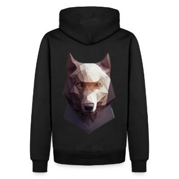 Wolfkopf niedriger Polygonwölfe geometrisch - Männer Premium Bio Hoodie - Schwarz - Hinten - Nico (187cm)