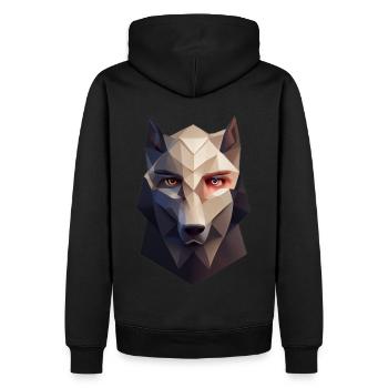 Geometrischer Wolfkopf Polygon niedrig Poly - Männer Premium Bio Hoodie - Schwarz - Hinten - Nico (187cm)