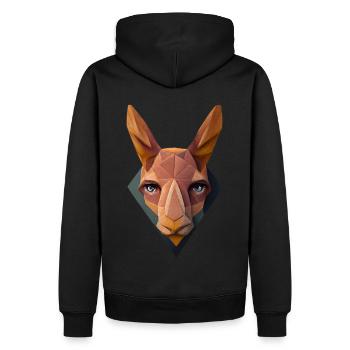 Geometrisches Känguroo -Kopf Polygon Bunt Poly Pol - Männer Premium Bio Hoodie - Schwarz - Hinten - Nico (187cm)