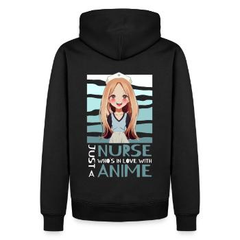 Nur eine Krankenschwester, die in Anime verliebt i - Männer Premium Bio Hoodie - Schwarz - Hinten - Nico (187cm)