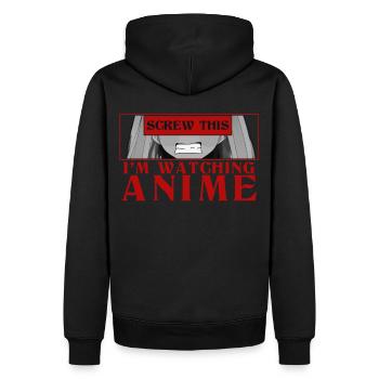 Scheiß auf das, ich beobachte Anime Profanity Goth - Männer Premium Bio Hoodie - Schwarz - Hinten - Nico (187cm)