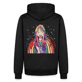 Kawaii Regenbogen Anime Girl süßes Manga - Männer Premium Bio Hoodie - Schwarz - Hinten - Nico (187cm)