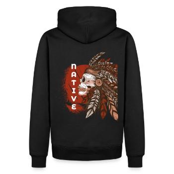 Indianer Indianer Schädel Kopfschmuck - Männer Premium Bio Hoodie - Schwarz - Hinten - Nico (187cm)