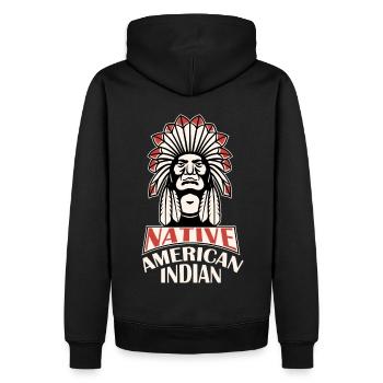 Indigene Kopfschmuck Indian Indian Indianer Erbe - Männer Premium Bio Hoodie - Schwarz - Hinten - Nico (187cm)