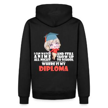 Sehen Sie Anime die ganze Nacht an, um Diplom Funn - Männer Premium Bio Hoodie - Schwarz - Hinten - Nico (187cm)