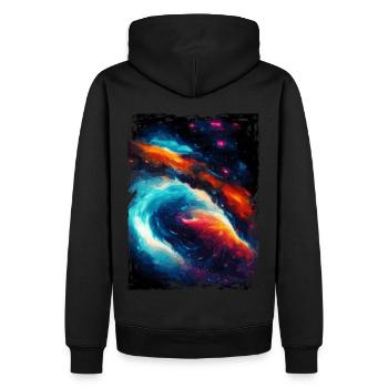 Blaues rotes Weltraum Galaxy Nebula Muster Stars - Männer Premium Bio Hoodie - Schwarz - Hinten - Nico (187cm)