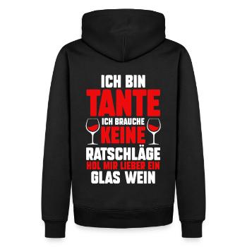 Patinntante Patin Wein Tante - Männer Premium Bio Hoodie - Schwarz - Hinten - Nico (187cm)