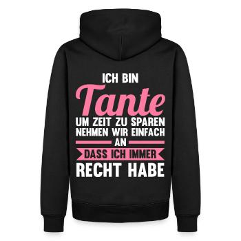 Patinntante Patin Tante - Männer Premium Bio Hoodie - Schwarz - Hinten - Nico (187cm)