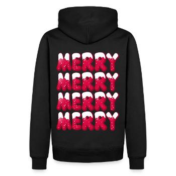Noël Merry-Christmas Typographie Merry Merry - Sweat à capuche Premium bio Homme - noir - Dos - Nico (187cm)