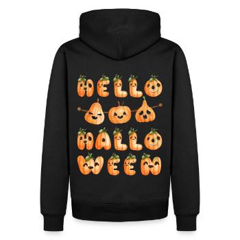 Bonjour Halloween Typographie de motif de citrouille drôle - Sweat à capuche Premium bio Homme - noir - Dos - Nico (187cm)