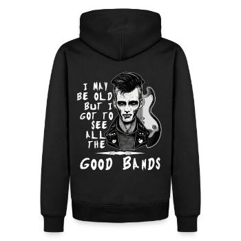 Ich mag alt sein, aber ich habe all die guten Band - Männer Premium Bio Hoodie - Schwarz - Hinten - Nico (187cm)