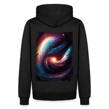 Weltraumgalaxie Nebula Galaktisches Astronomiemust - Männer Premium Bio Hoodie - Schwarz - Hinten - Nico (187cm)