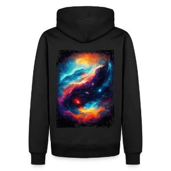 Space Galaxy Aquarell Nebel Muster - Männer Premium Bio Hoodie - Schwarz - Hinten - Nico (187cm)