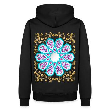 Persisches Ornament mit Golddekor im 3d Stil - Männer Premium Bio Hoodie - Schwarz - Hinten - Nico (187cm)