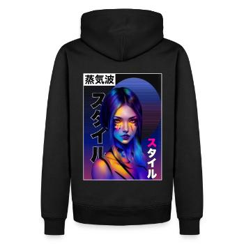 Japanisches Vaporwellen -Ästhetikmädchen Tokyo Str - Männer Premium Bio Hoodie - Schwarz - Hinten - Nico (187cm)