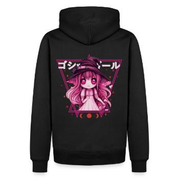 Kawaii Pastell Goth Witch Anime Chibi Vaporwave - Männer Premium Bio Hoodie - Schwarz - Hinten - Nico (187cm)