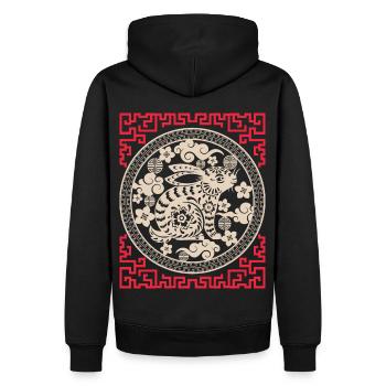 Horoscope chinois Chine Année du Lapin - Sweat à capuche Premium bio Homme - noir - Dos - Nico (187cm)