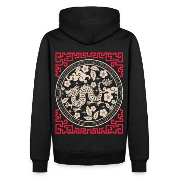 Horoscope chinois Chine Année du Dragon - Sweat à capuche Premium bio Homme - noir - Dos - Nico (187cm)