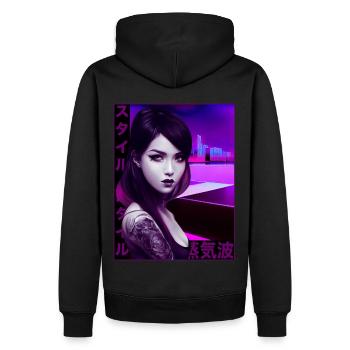 Japanische Dampfwelle Anime Gothic Girl Tattoo wei - Männer Premium Bio Hoodie - Schwarz - Hinten - Nico (187cm)