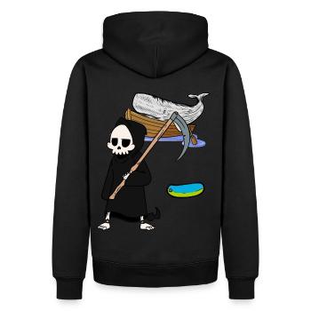 Meeressäuger Wal Fisch Sensenmann Umweltschutz - Männer Premium Bio Hoodie - Schwarz - Hinten - Nico (187cm)